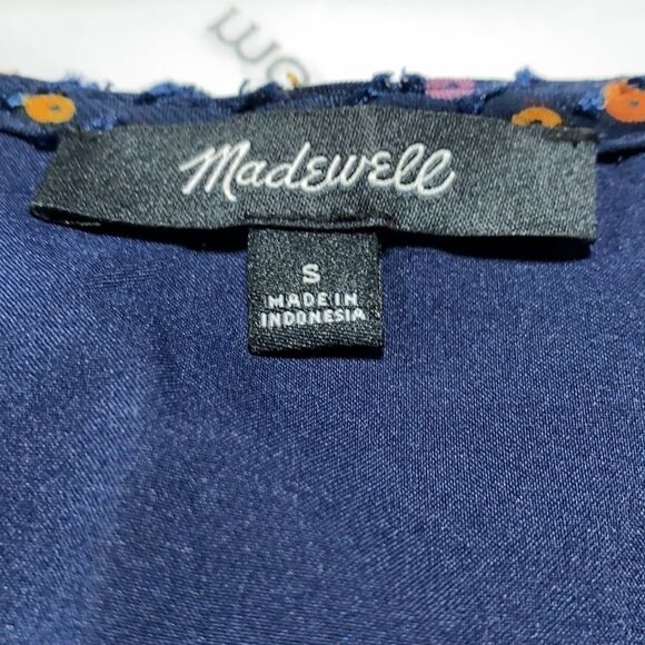Madewell Lyric Wrap Surplice Neck Dot Long‎ Sleeve Top Blue Multi Size S EGUC - Picture 14 of 16